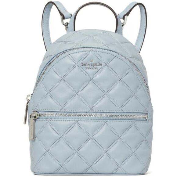Kate Spade Natalia Frosted Blue Quilted Mini Backpack - Picture 1 of 12